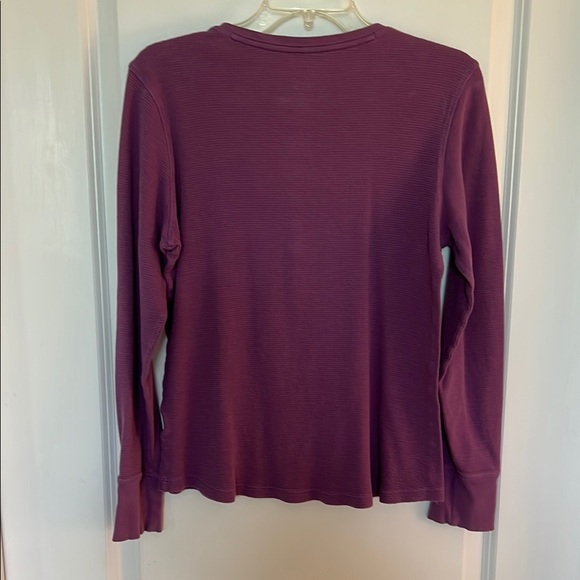 L.L. Bean Lilac Henley Thermal Long Sleeve Buttoned Top - Picture 3 of 4
